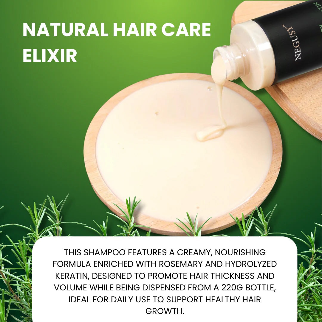 Negusy™ Rosemary Hydrolyzed Keratin Shampoo — Strengthening, Anti-Hair Loss & Scalp-Soothing Formula (30ml)