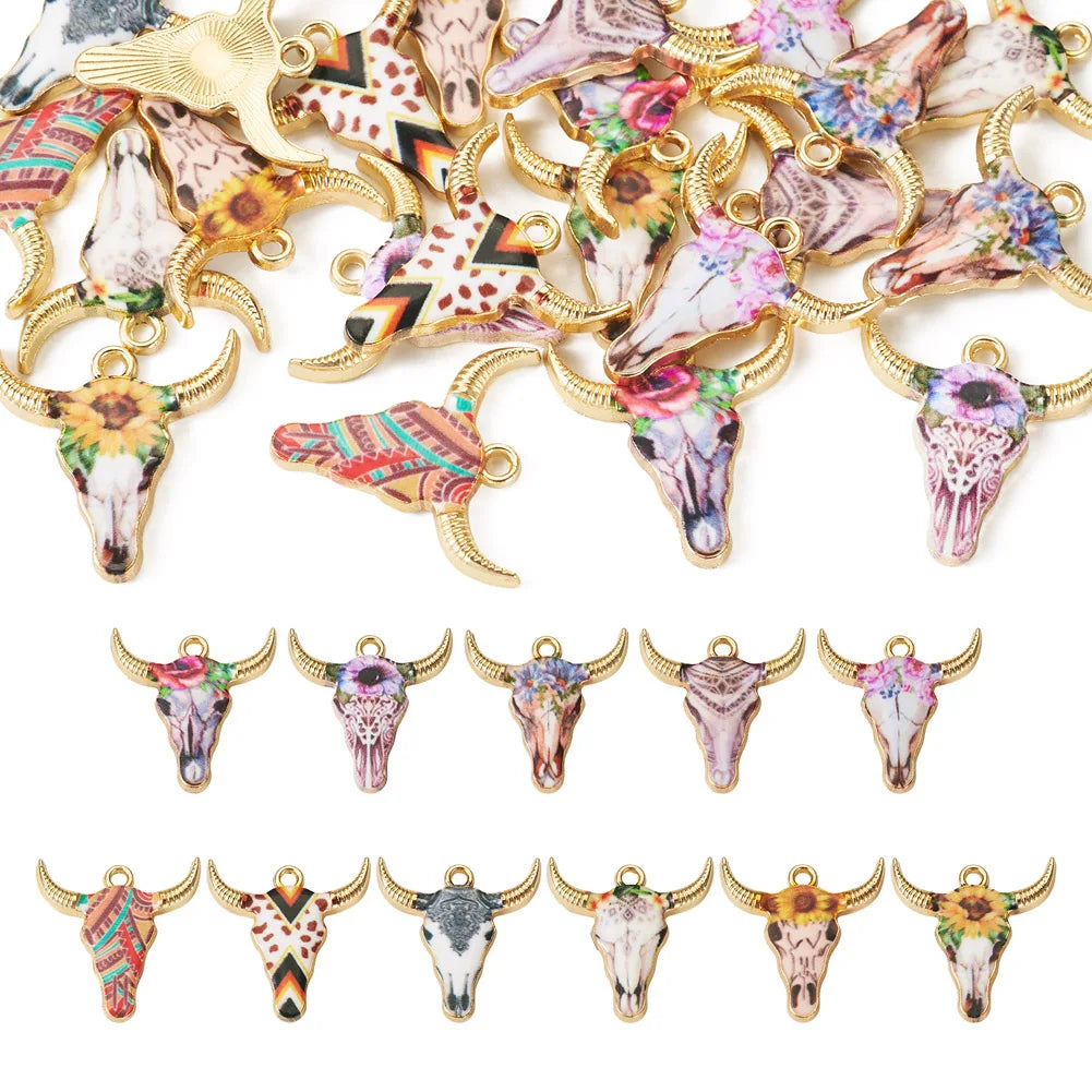22Pcs Metal Cow Head Charms