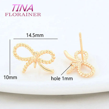 6PCS Gold Plated Bowknot Stud Earrings
