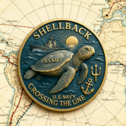 U.S. Navy Shellback Challenge Coin - 3D Sea Turtle "Crossing the Line" Commemorative Gift