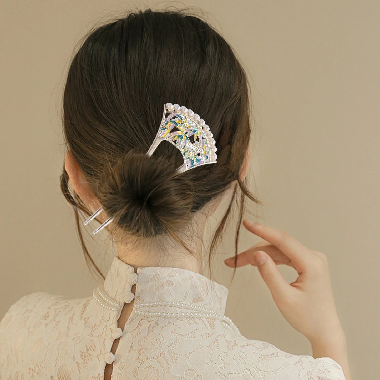 New Chinese Style Metal Hair Pin U Shaped Hair Sticks Fork Pearls Flower Leaf Designs Hairclip Women Hanfu Dress Chignon Jewelry