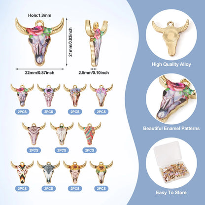 22Pcs Metal Cow Head Charms