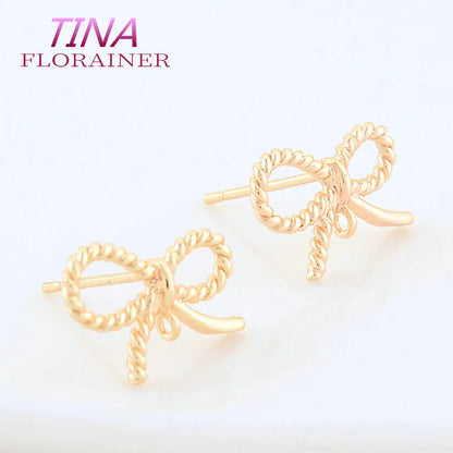 6PCS Gold Plated Bowknot Stud Earrings