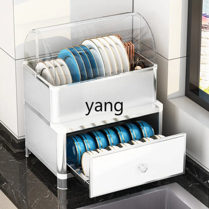 Kitchen Tabletop Dish Rack and Storage Box