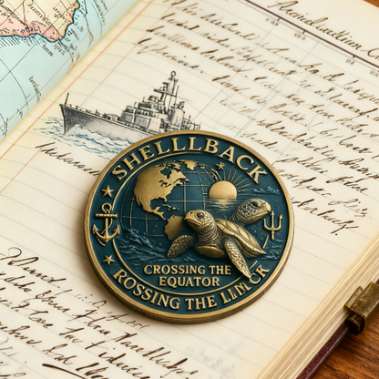 U.S. Navy Shellback Challenge Coin - 3D Sea Turtle "Crossing the Line" Commemorative Gift
