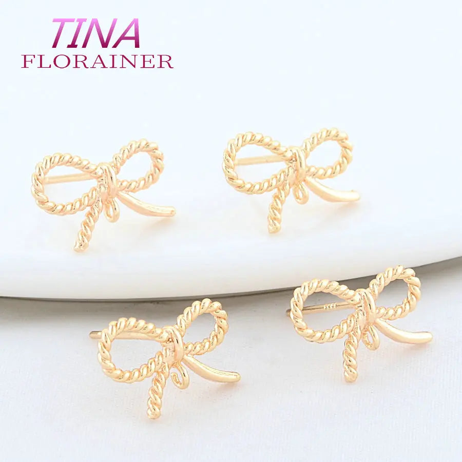 6PCS Gold Plated Bowknot Stud Earrings