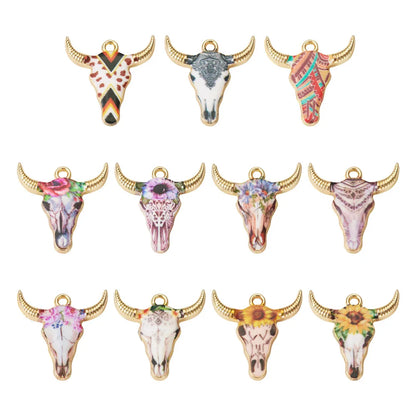 22Pcs Metal Cow Head Charms