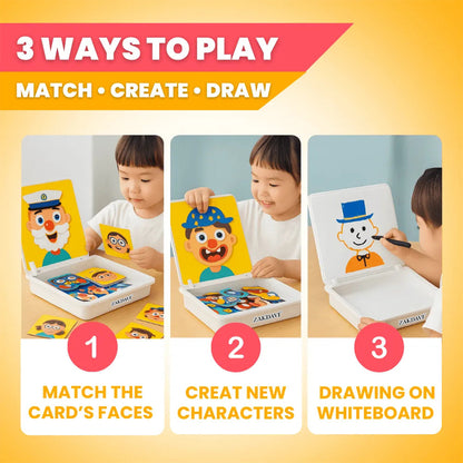 ZAKDAVI™ Montessori Magnetic Expression Blocks - STEM Logic & Emotional EQ Puzzle (Travel Ready)