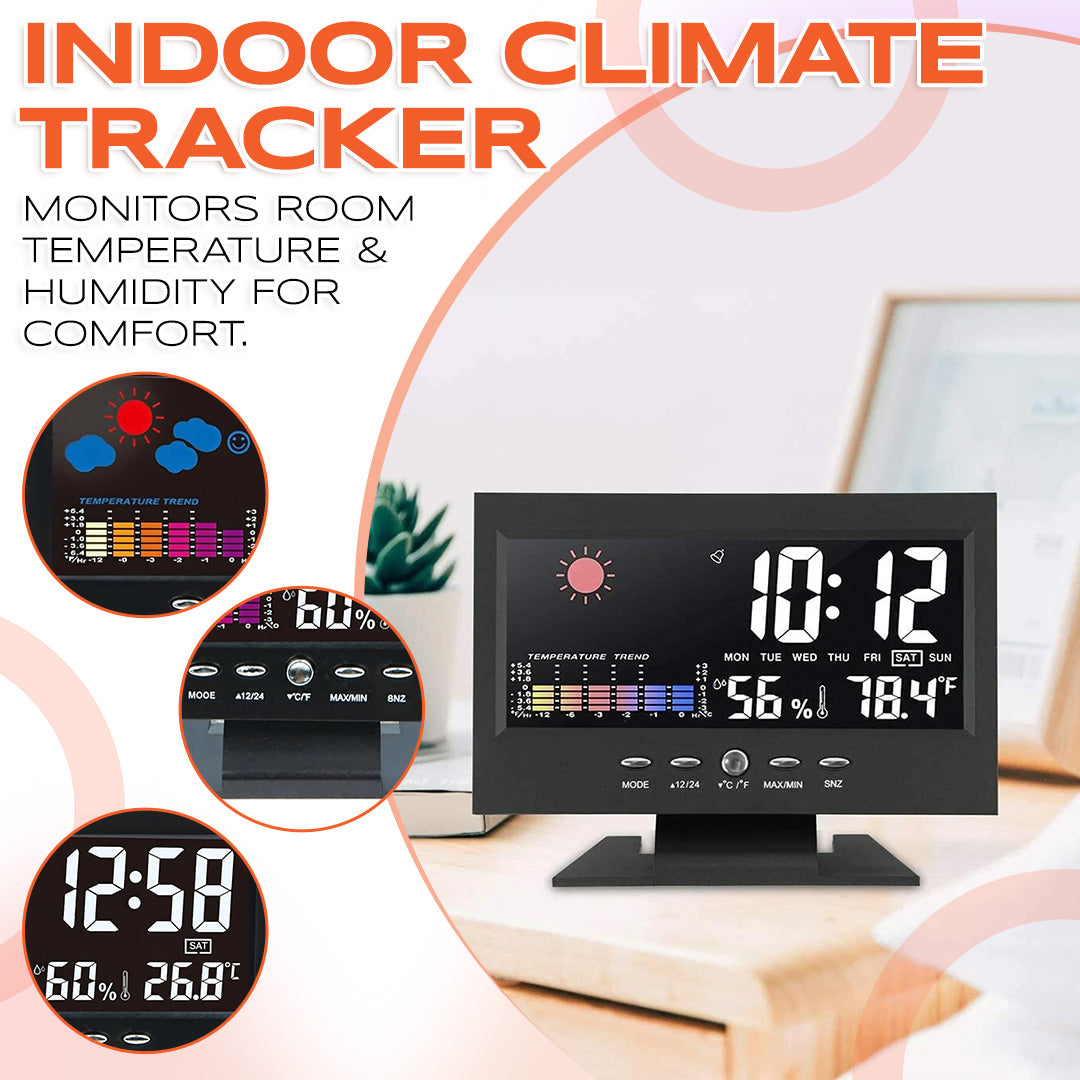 🔥Digital LED Temperature Humidity Monitor Weather Forecast LED Table Alarm Clock