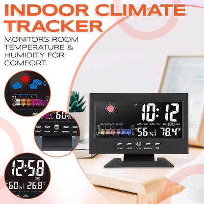 🔥Digital LED Temperature Humidity Monitor Weather Forecast LED Table Alarm Clock