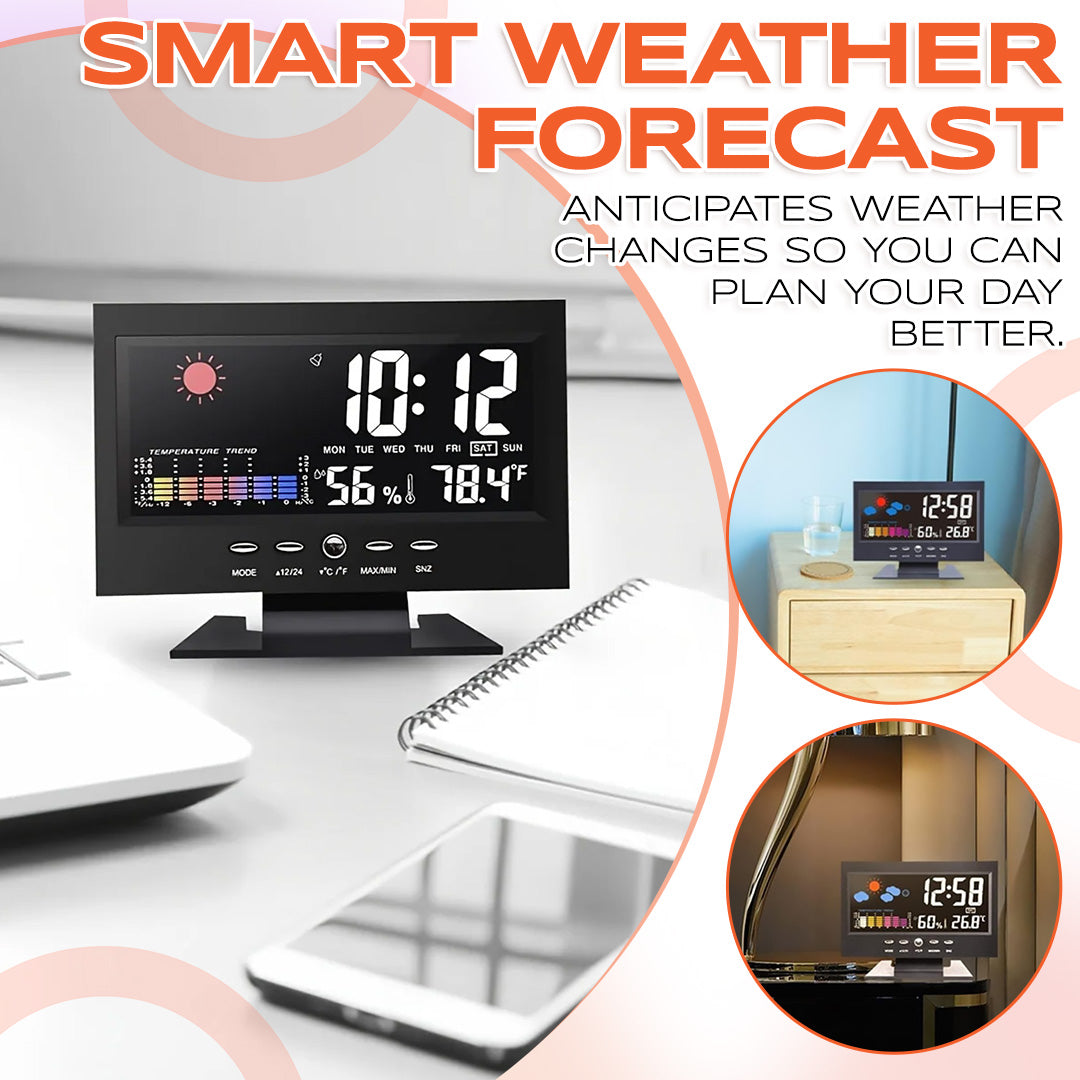 🔥Digital LED Temperature Humidity Monitor Weather Forecast LED Table Alarm Clock