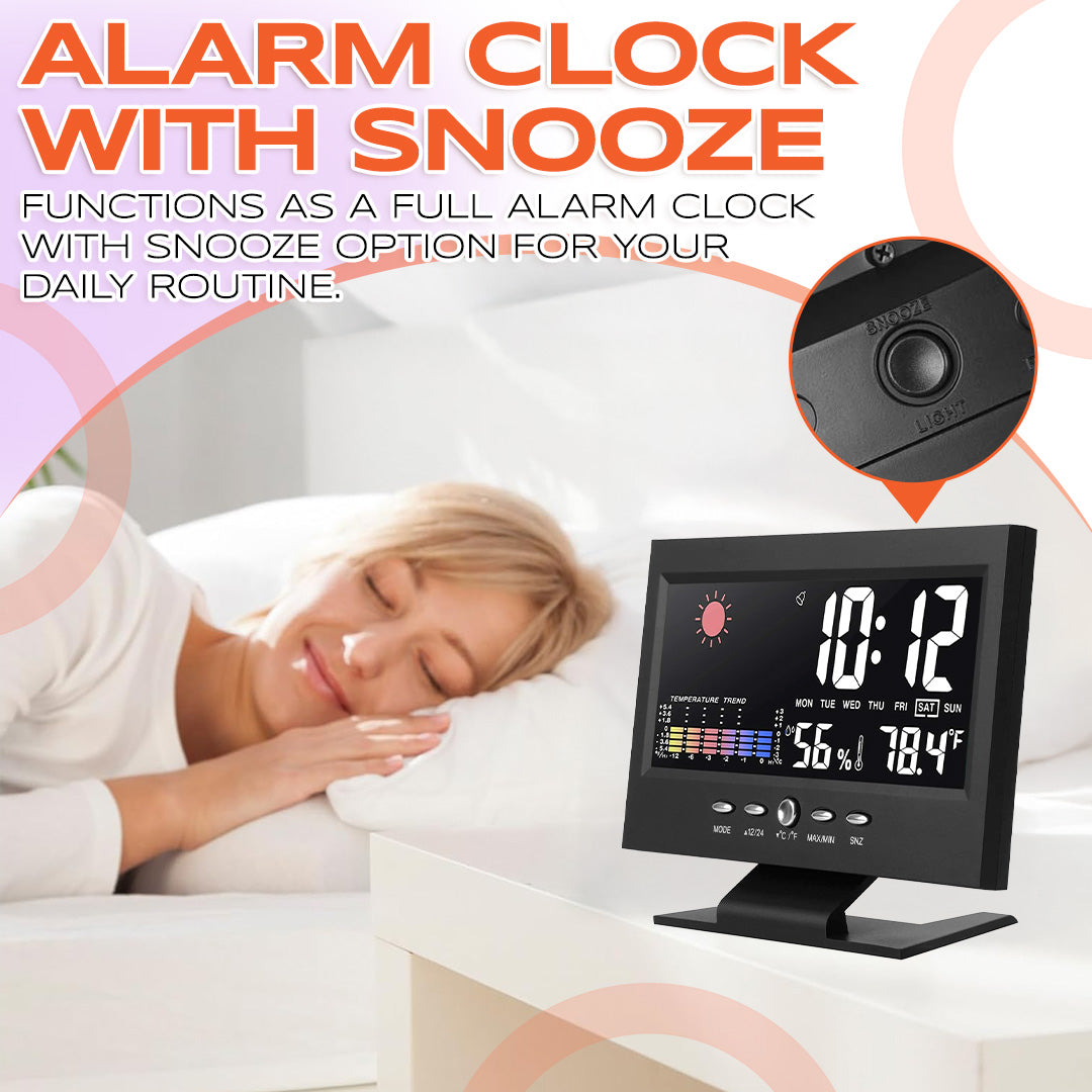 🔥Digital LED Temperature Humidity Monitor Weather Forecast LED Table Alarm Clock