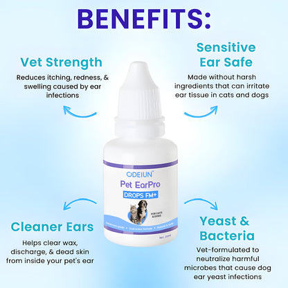 🩺 ODEIUN® Pet EarPro Drops FM+ | Vet-Grade Treatment for Mites, Yeast & Bacteria