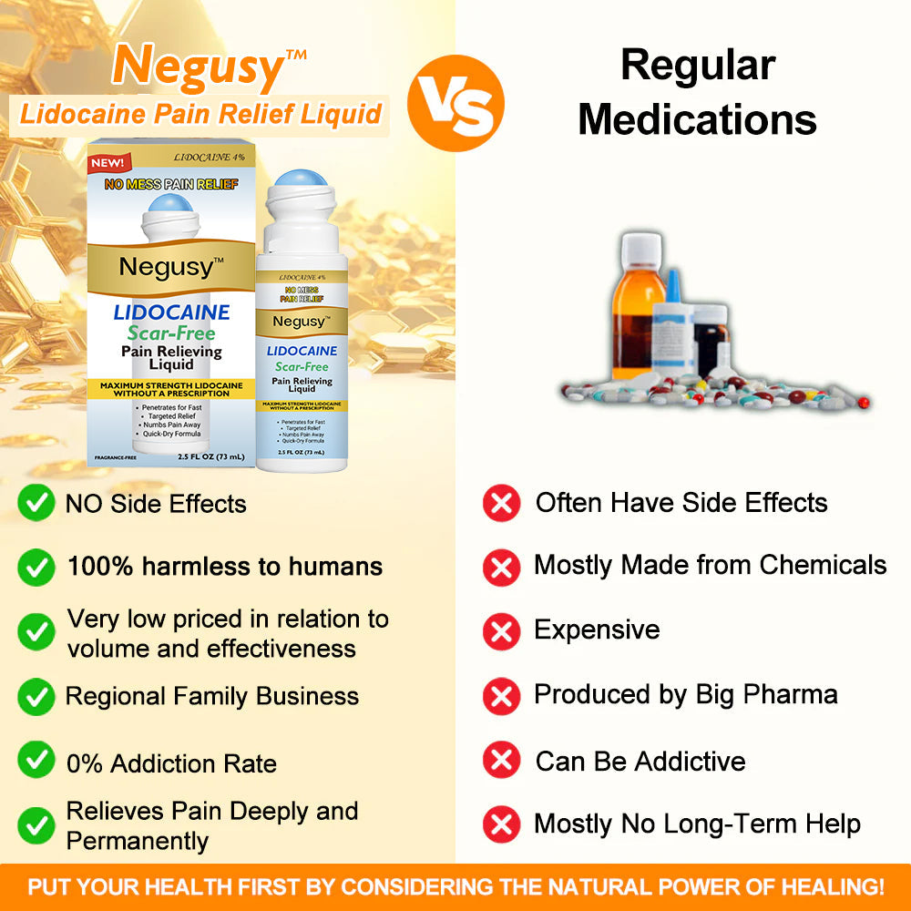 ✅ Negusy™ Lidocaine Scar-Free Pain Relief Liquid – AAOS Approved 👨‍⚕️ Reduces Joint Pain, Swelling & Stiffness