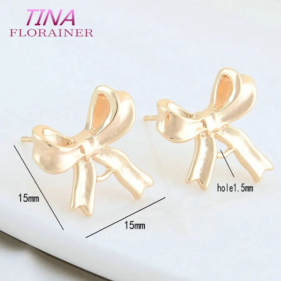 6PCS Gold Plated Bowknot Stud Earrings