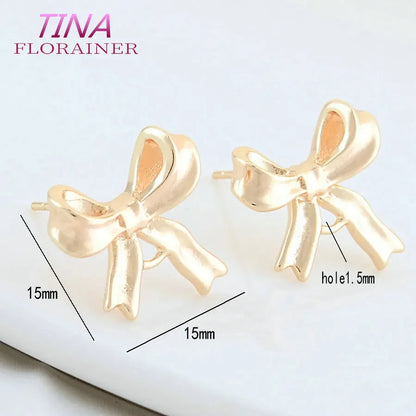 6PCS Gold Plated Bowknot Stud Earrings