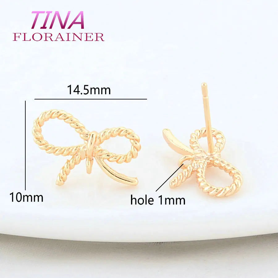 6PCS Gold Plated Bowknot Stud Earrings
