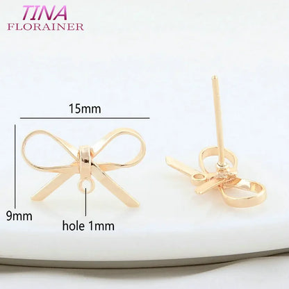 6PCS Gold Plated Bowknot Stud Earrings