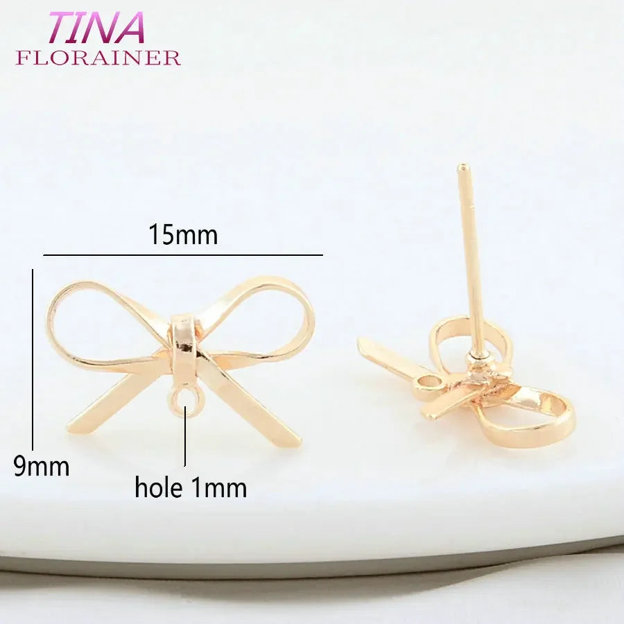 6PCS Gold Plated Bowknot Stud Earrings