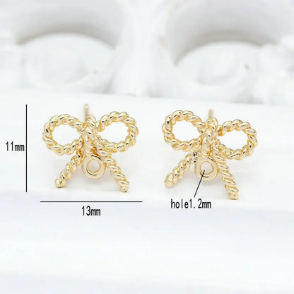 6PCS Gold Plated Bowknot Stud Earrings