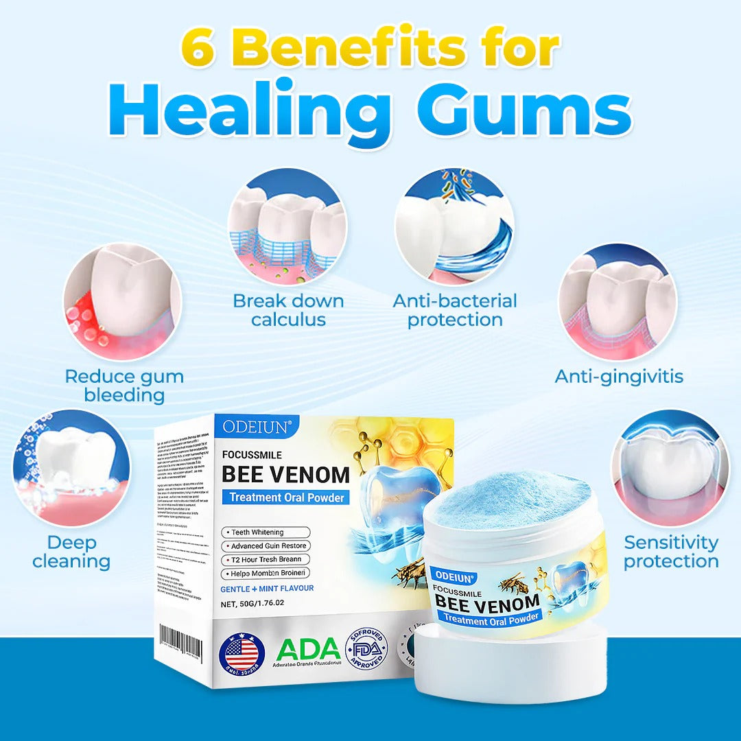 Odeiun™ Bee Venom Gum Repair Powder 🐝 (ADA Approved) 🎁 Flash Sale – Restore Teeth & Gums Now!